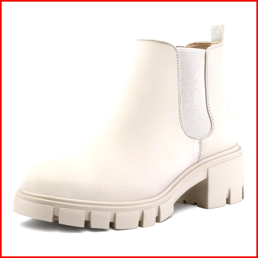 Women's Platform Chelsea Boots Slip On Chunky Block Heel Ankle Booties